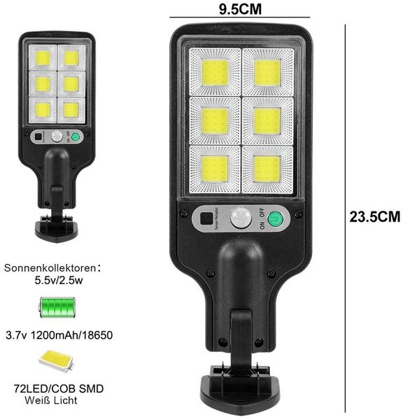 Rosnek LED Außen-Wandleuchte Solar, 3 Modi, Bewegungssensor, für den Außenbereich Terrasse, IP65 wasserdicht