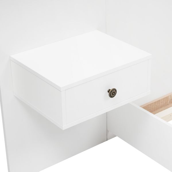Doppelbett 140x200 cm mit 2 LED-Nachttischen und USB/Typ-C – Holzbett in Sonoma-Eiche/Weiß Bild 7
