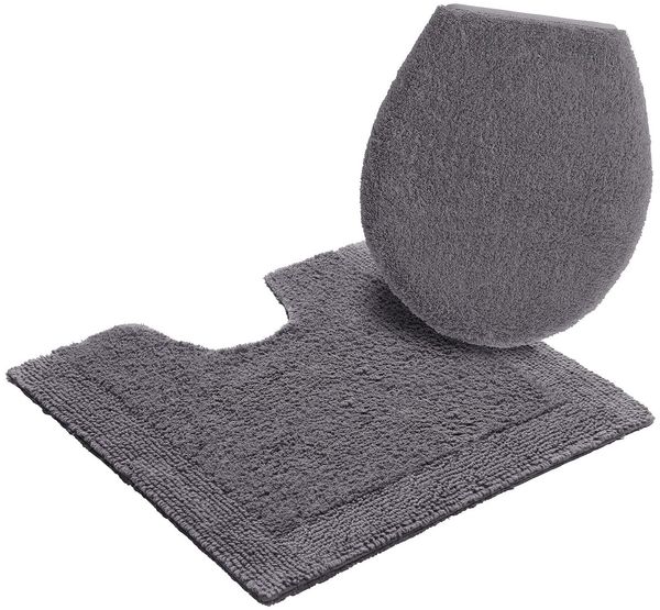my home Badematte Kapra, Badvorleger, Badezimmer Teppich, Höhe 14 mm, beidseitig nutzbar, fußbodenheizungsgeeignet, strapazierfähig, Baumwolle, 2-tlg. Stand-WC Set, mit Bordüre, Badteppich, Badematte