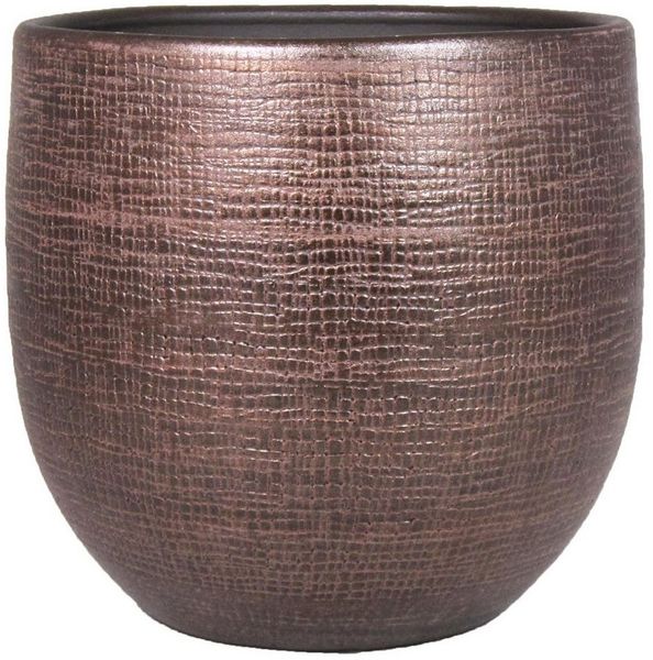 INNA-Glas Blumentopf Keramiktopf Agape mit Maserung, Kupfer, 36cm, Ø39cm