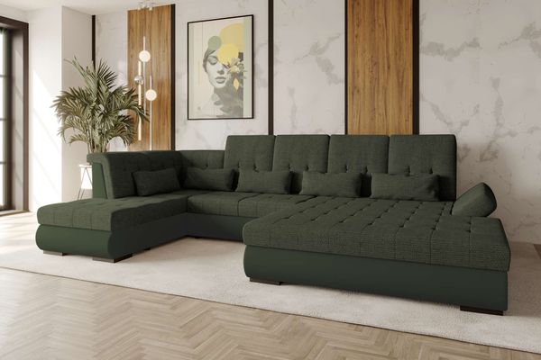 99rooms Felicia Wohnlandschaft Velours MANILA Khaki Chenille EDEN Olive Rechts