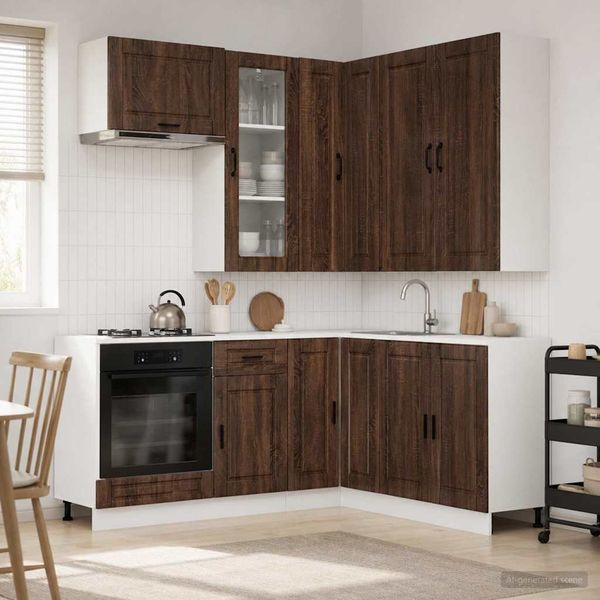 vidaXL Kücheneinheit PORTO 8 pcs Brauneiche Holzwerkstoff 3438428