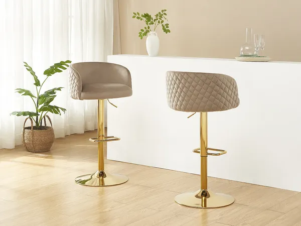 Vente-unique - PERLANITA Barhocker Samt Beige - B 52,5 cm x H 85,5 cm105,5 cm x L 54,5 cm