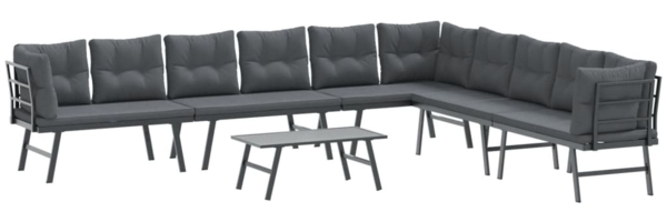 vidaXL 5-tlg. Garten-Sitzgruppe mit Kissen Schwarz Stahl 3283712