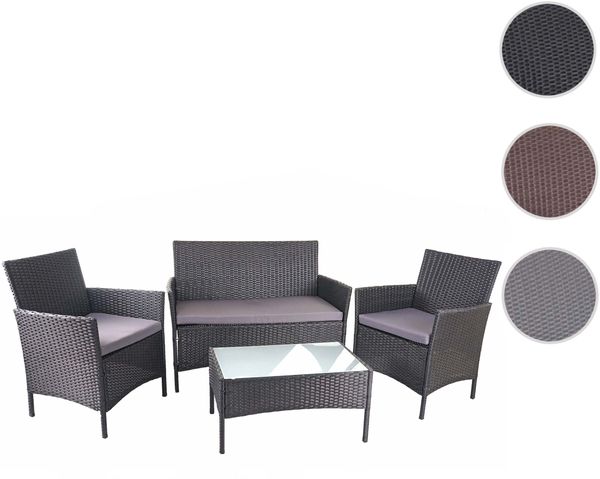 Poly-Rattan Garten-Garnitur HWC-D82, Sitzgruppe Lounge-Set ~ schwarz mit Kissen anthrazit Bild 8