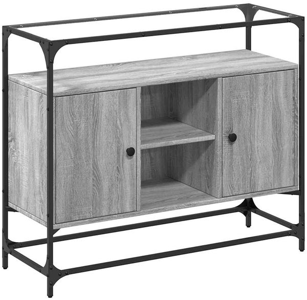 Sideboard, Kommode mit Glasplatte Grau Sonoma 98x35x81 cm Holzwerkstoff