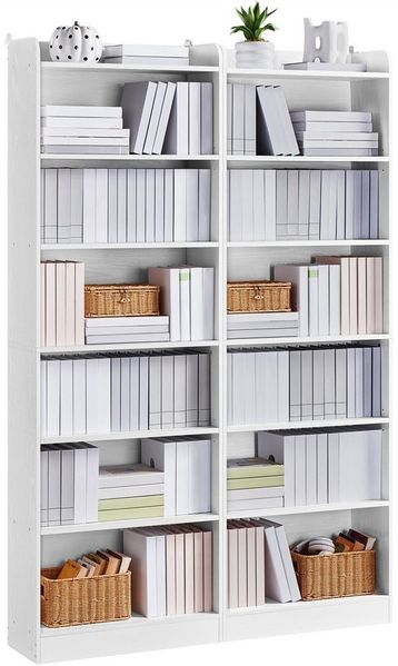 Yaheetech Bücherregal 7-Stufiges Regal 183 cm (H), 2-tlg, Schmales Bücherschrank mit 2 verstellbaren Einlegeböden