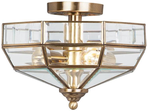 Deckenleuchte, Messing Glas, B 32 cm