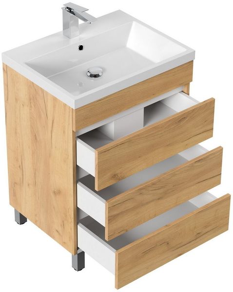 Posseik Badmöbel-Set Stand-Badmöbel Waschplatz "Fellini 60" Eiche Gold