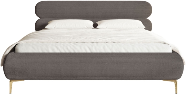 Selsey 'Roule Cord' Polsterbett 180x200 mit Bettkasten, Cordstoff und goldfarbenen Füßen, Grau Bild 6