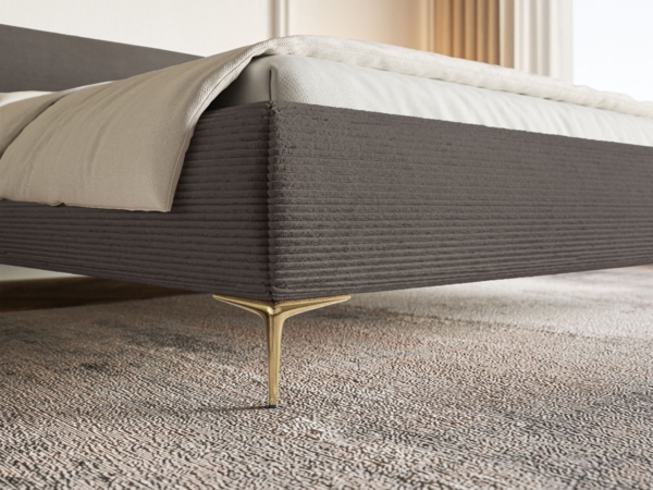 Selsey 'Roule Cord' Polsterbett 180x200 mit Bettkasten, Cordstoff und goldfarbenen Füßen, Grau Bild 8