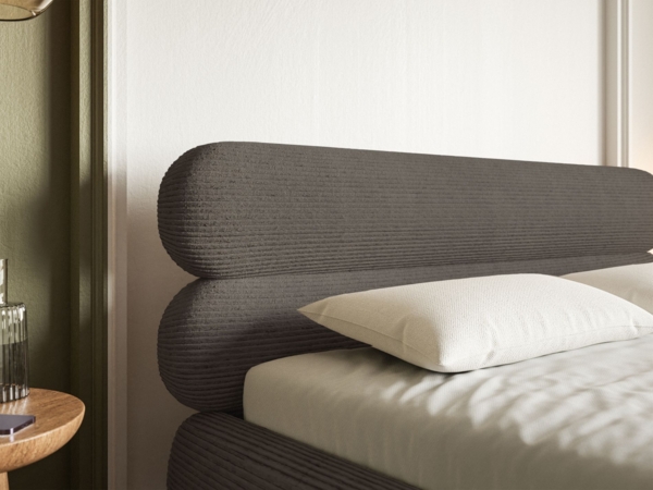 Selsey 'Roule Cord' Polsterbett 180x200 mit Bettkasten, Cordstoff und goldfarbenen Füßen, Grau Bild 7