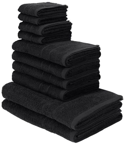 OTTO home Handtuch Set Inga, Duschtücher, Handtücher, Gästetücher, Seiftücher, Walkfrottier (10-St), Handtücher mit feiner Bordüre, 100% Baumwolle, einfarbig, weich
