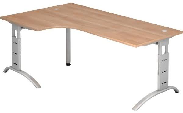 Winkeltisch FS82 C-Fuß 200x120cm 90° Nussbaum Gestellfarbe: Silber