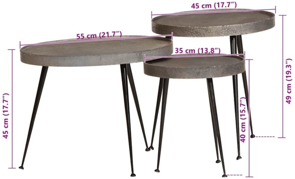 vidaXL Couchtisch 3 Stk. Silbern Holzwerkstoff 373641 Bild 9