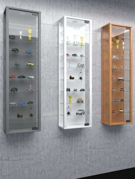 VCM Wandvitrine Stano 911776 Silber H. 115 x B. 33 x T. 18 cm Bild 5