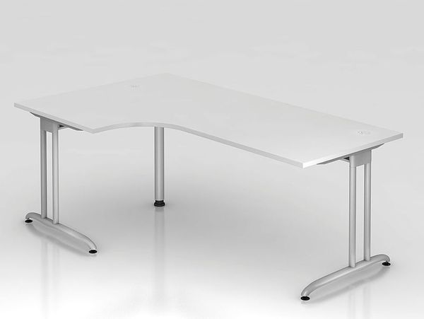 Winkeltisch BS82 C-Fuß 200x120cm 90° Weiß Gestellfarbe: Silber Bild 3