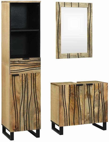 vidaXL Badezimmermöbel-Set mit Schubladen 3 pcs Braun Holzwerkstoff 3310043