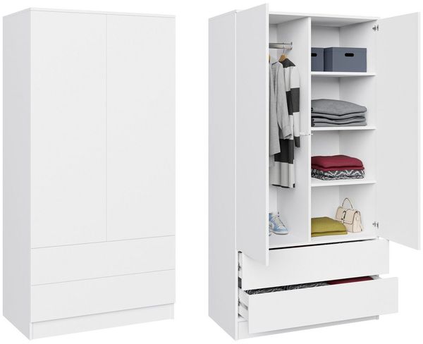 Beautysofa Kleiderschrank Classic Erhältlich mit oder ohne Schubladen, Farbvarianten