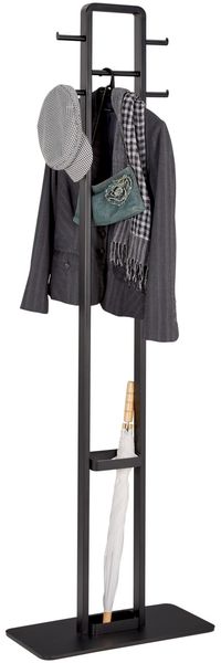 Carryhome 'DENIS' Kleiderständer mit Mittelstange, Metall schwarz, 56 x 180 x 28 cm, inkl Schirmhalter