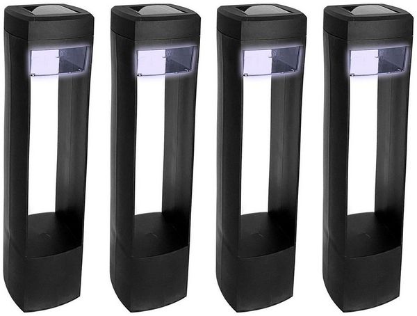 HAC24 LED Solarleuchte 4x Solar Lampe Schwarz Gartenleuchte Solarlampe Wegleuchte, LED fest integriert, Kaltweiß, Höhe 46cm