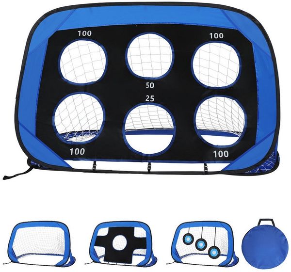 Clanmacy Fußballtor Fußballto mit Torwand Pop-Up Goal faltbar und tragbar 120 cm 1x