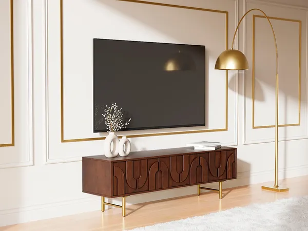 Vente-unique - MIZORAM TV unit Holz, Platte Braun - B 40 cm x H 50 cm x L 160 cm