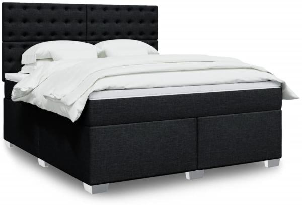 vidaXL Boxspringbett mit Matratze Schwarz 180x200 cm Stoff 3292883