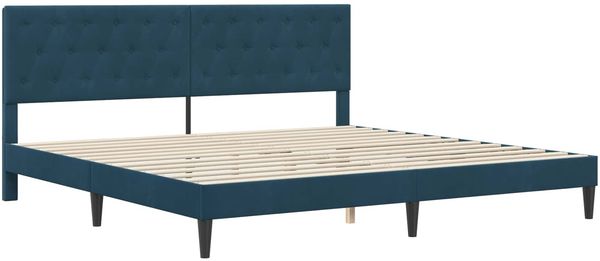 vidaXL Bettgestell mit Matratze mit Kopfteil Blau 200 x 200 cm Samt 3415077 Bild 4