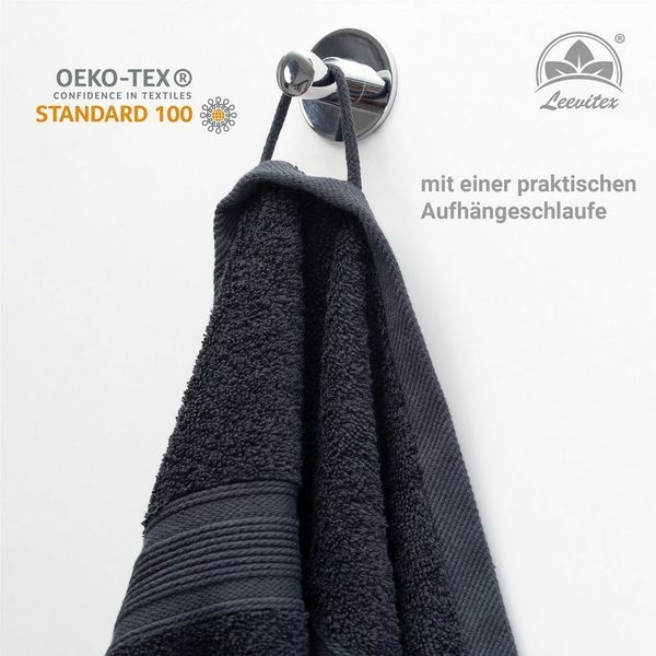 leevitex® Saunatuch Frottee XXL, (2-St), 80 x 200 cm, extra groß & saugfähig, Schwarz Bild 3