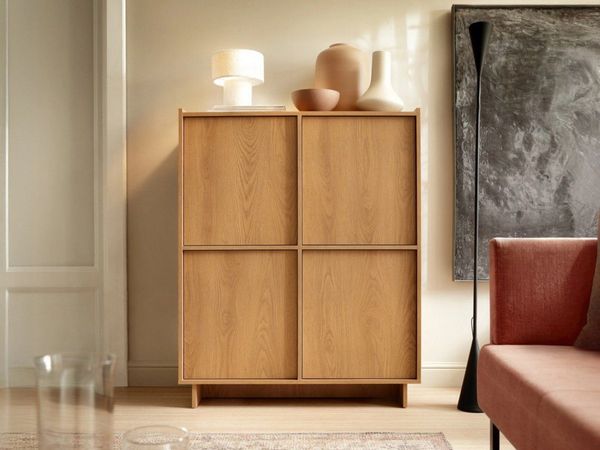 yourhouse24 Highboard Hochkommode YASUMI (98x124 cm) – Eiche Carmel (Einzelmöbel, 1 St)