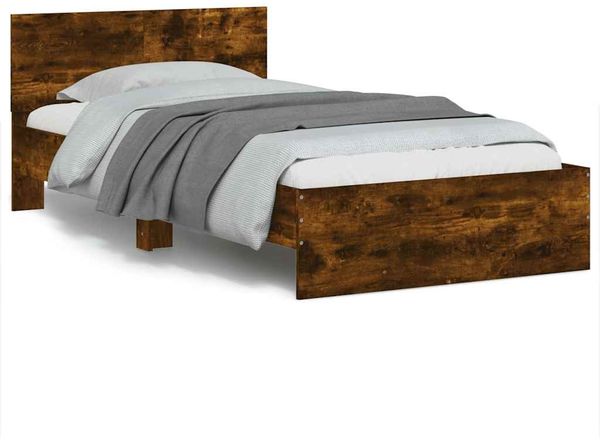 Einzelbettgestell Design für Erwachsene mit Kopfteil Räuchereiche 100x200 cm Holzwerkstoff d3174e
