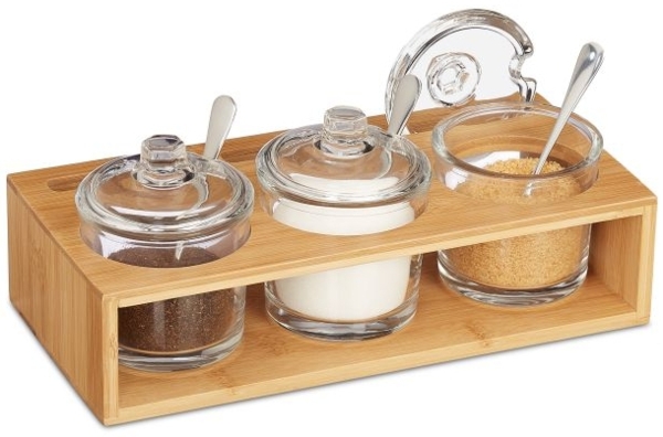 3er Gewürzgläser Set mit Bambushalter 10032147