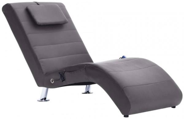 vidaXL Massage Chaiselongue mit Kissen Grau Kunstleder 281288