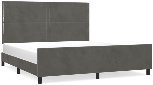 Bettgestell mit Kopfteil Samt Dunkelgrau 160x200 cm, Härtegrad: H2 [3125703]