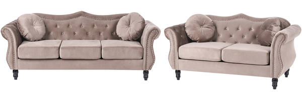 Sofa Set 5-Sitzer SKIEN Samtstoff Taupe