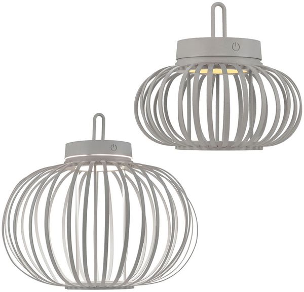 2er Set LED Akku Pendel-/Tischleuchte, greige, Touchdimmer, D 25/36 cm
