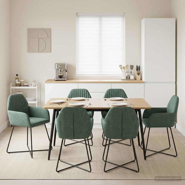 vidaXL Esszimmerstühle 6 pcs Samt (V) Meergrün 55 x 50 x 84 cm 3428392