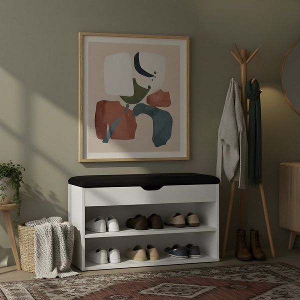 BOXIMO Schuhschrank Schuhschrank mit Sitzfläche VAULT, 60 x 30 x 47 cm (Schuhschrank LEVA mit Sitzbank)