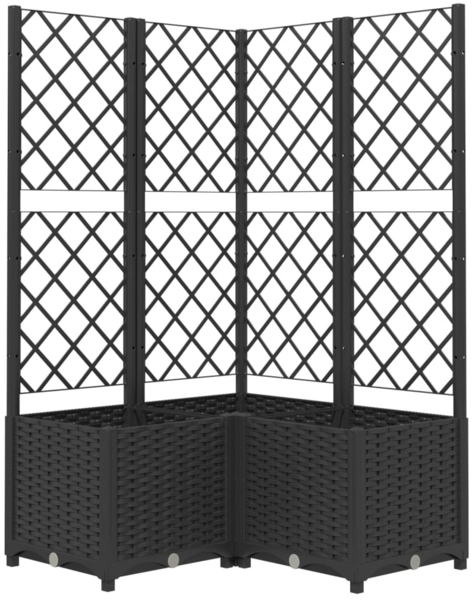 vidaXL Pflanzkübel mit Spalier Schwarz 80x80x136 cm PP 318275