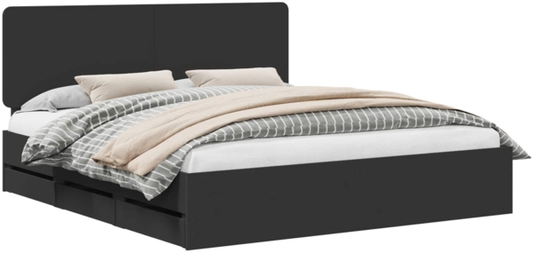 vidaXL Bettrahmen mit Schubladen Schwarz 200 x 200 cm Ingenieurs Holz 3412561