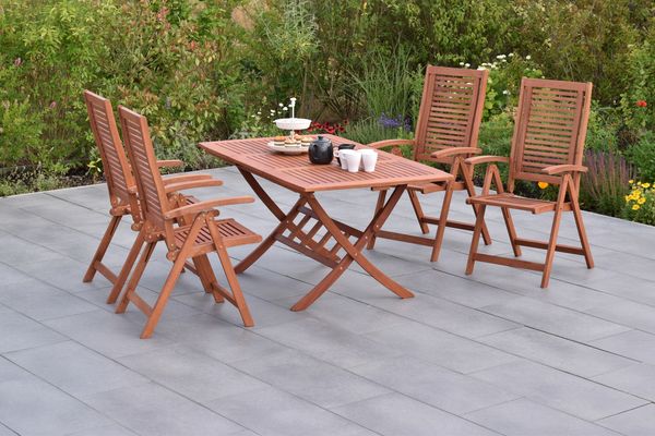 Cordoba Gartenmöbel Set 5tlg. Klappsessel & Klappausziehtisch