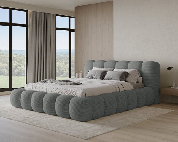 Chilly Möbel Polsterbett Stone Cord Stoff 140x200 cm mit Stauraum Poso 60