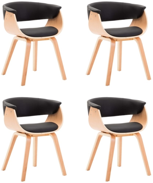 vidaXL Esszimmerstühle 4 Stk. Schwarz Bugholz und Kunstleder [278734]