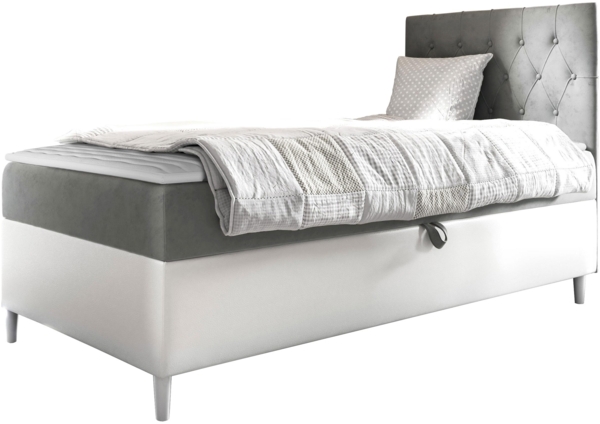 Boxspringbett 'Lenda Junior 1', grau, 100x200 cm, Rechts