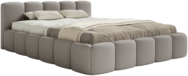 Selsey 'Cloudy Low' Polsterbett 160x200 mit Holzlattenrost, grau Bouclé