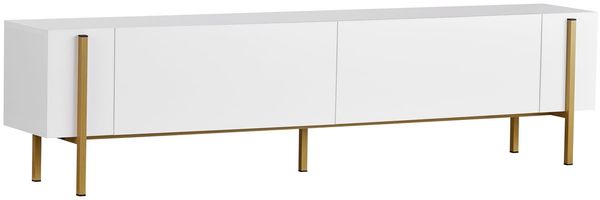 Modernes TV-Möbel mit Metallbeinen, Weiß & Gold, 180 x 30 x 45 cm | 100% melaminbeschichtete Spanplatte, 18 mm dick | stilvolles & funktionales Design für Wohnzimmer & Unterhaltungsbereiche