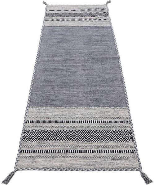 carpetfine Teppich Kelim Azizi, auch als Läufer erhältlich, rechteckig, Höhe: 5 mm, handgewebt, Baumwolle, Wendeteppich mit Fransen, Fleckerl, Wohnzimmer