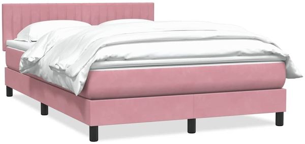 vidaXL Boxspringbett mit Matratze Rosa 160x210 cm Samt 3316412