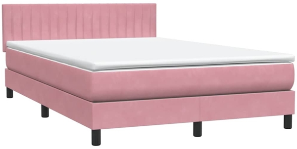 vidaXL Boxspringbett mit Matratze Rosa 160x210 cm Samt 3316412
